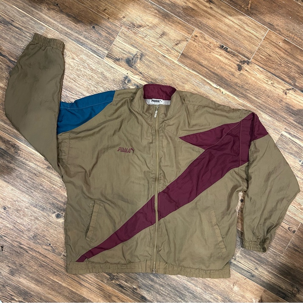 Vintage Puma Windbreaker – XL – 90s Retro Colorblock Style